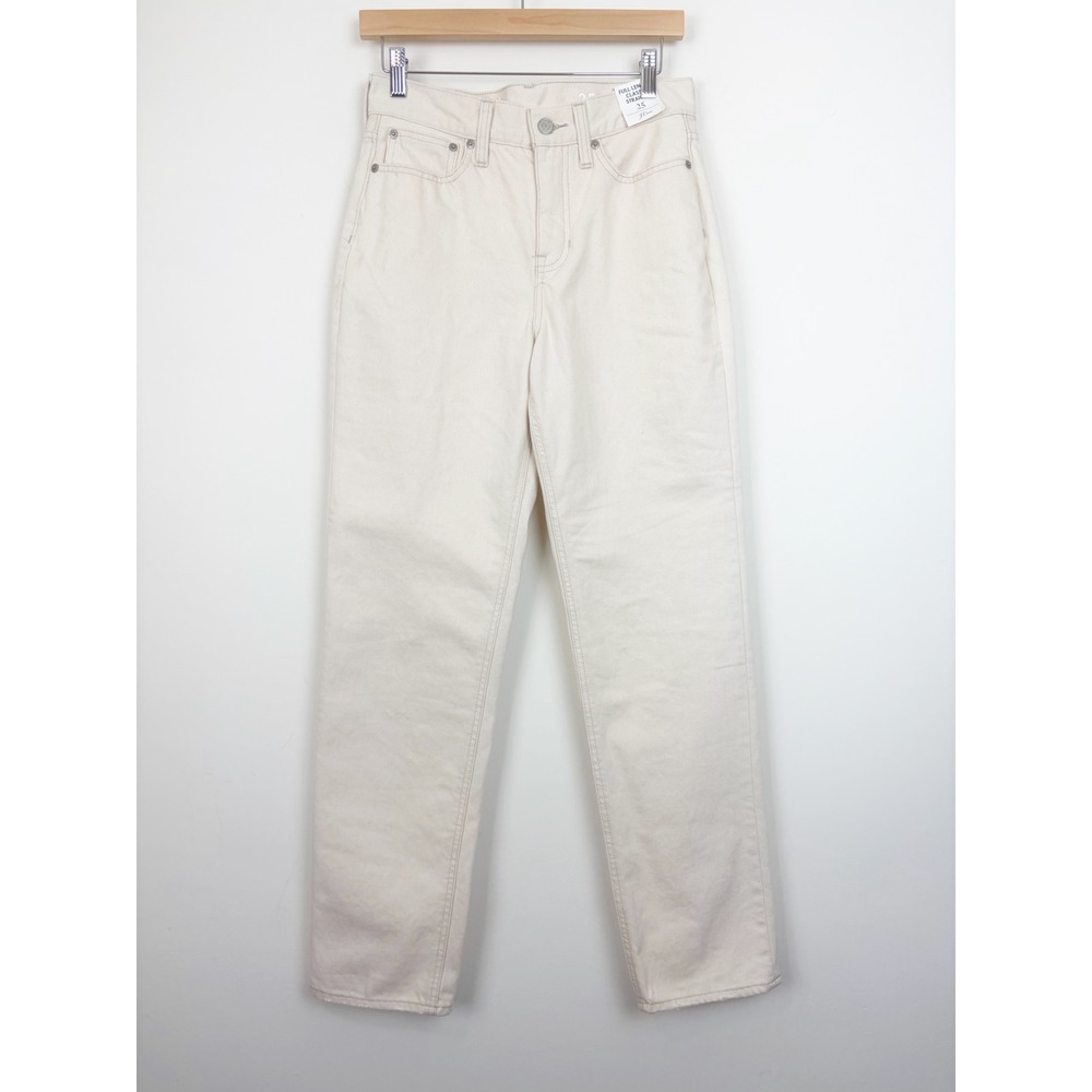 J. Crew High Rise Full Length '90s Classic Straight‎ Fit Jeans in Ecru Cream 25